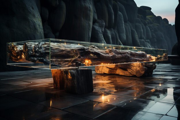 Concrete Wood & Glass River Table: The Ultimate Centerpiece for Your Home