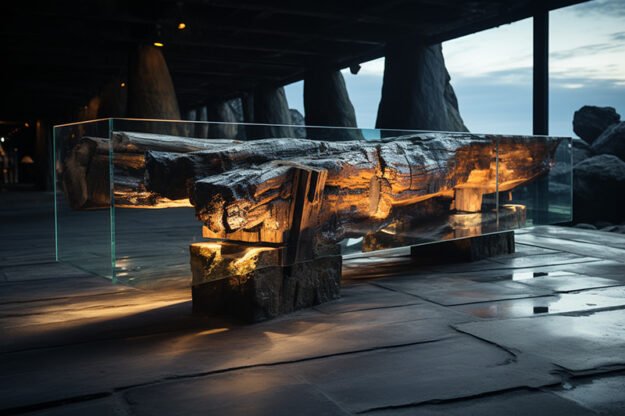 Concrete Wood & Glass River Table: Elevate Your Space with Timeless Elegance