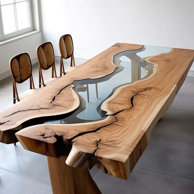 Concrete Wood & Glass River Table: A Masterpiece for Your Home