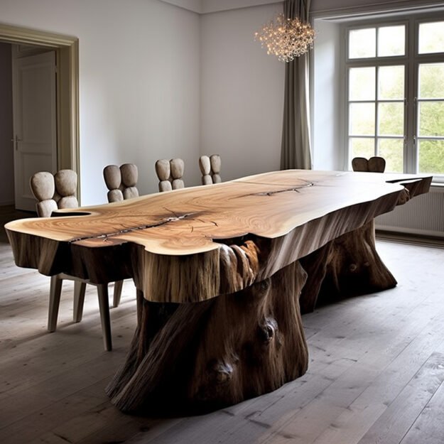 Stunning Concrete Wood & Glass River Table for Elegant Dining