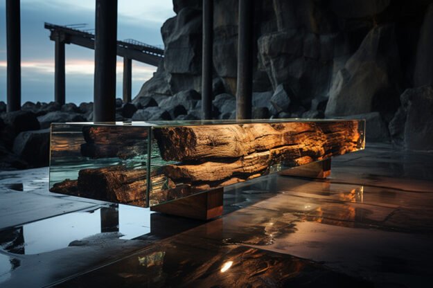 Concrete Wood & Glass River Table