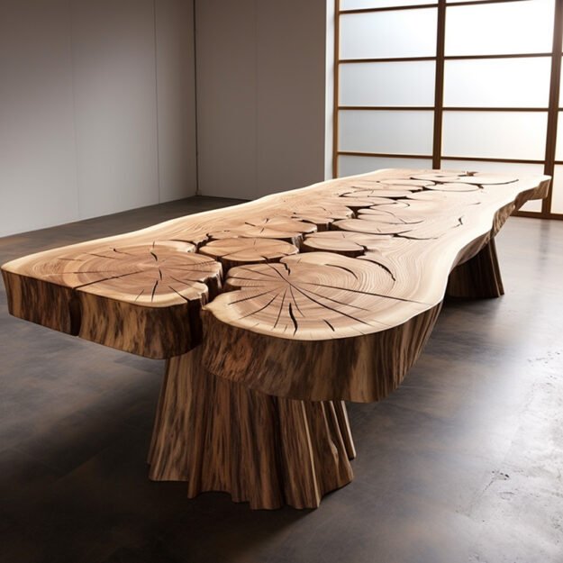 Concrete Wood & Glass River Table: Elevate Your Space