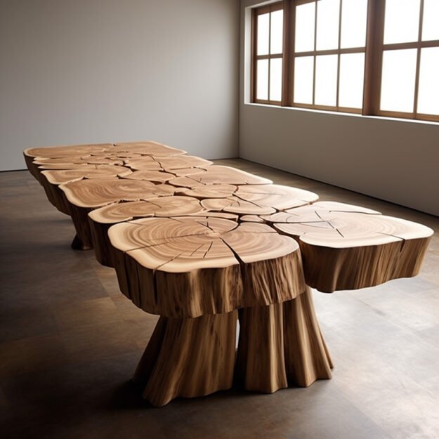Concrete Wood & Glass River Table – Elevate Your Space