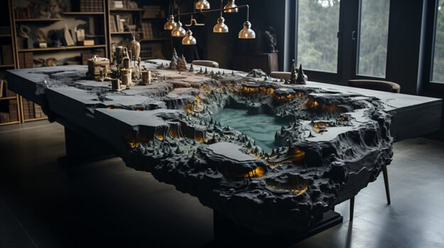 Concrete Wood & Glass River Table