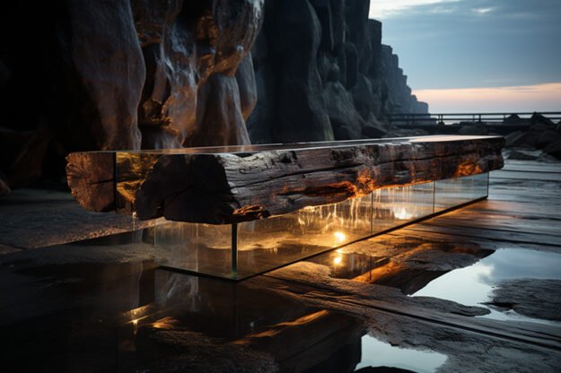Concrete Wood & Glass River Table: A Stunning Statement Piece