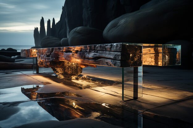 Concrete Wood & Glass River Table: Transform Your Space with Timeless Elegance