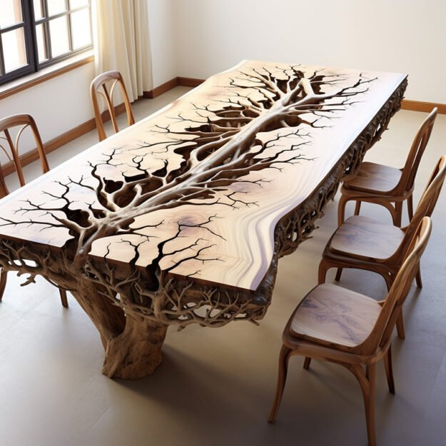 Concrete Wood & Glass River Table: The Epitome of Elegance and Craftsmanship