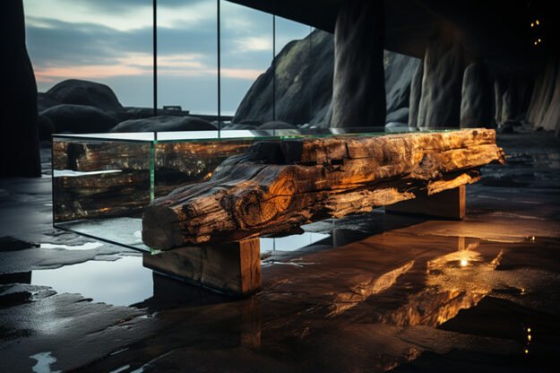 Concrete Wood & Glass River Table: A Statement of Timeless Elegance