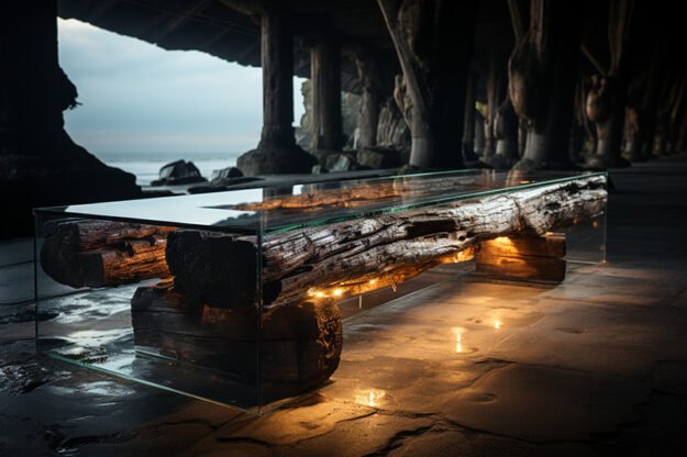 Concrete Wood & Glass River Table: A Timeless Statement