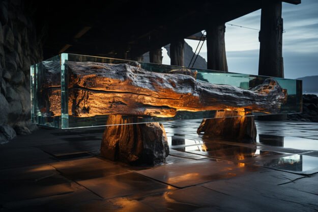 Concrete Wood & Glass River Table: A Timeless Masterpiece