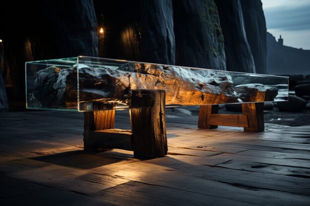 Concrete Wood & Glass River Table: The Epitome of Elegance and Craftsmanship