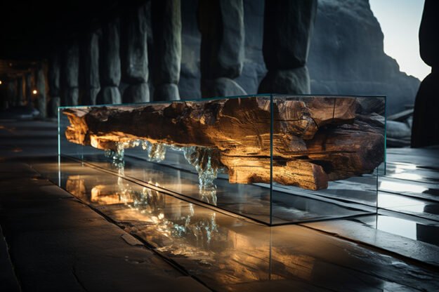 Concrete Wood & Glass River Table: Elevate Your Space with Nature's Artistry