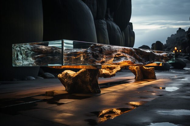 Concrete Wood & Glass River Table: A Stunning Centerpiece for Your Home