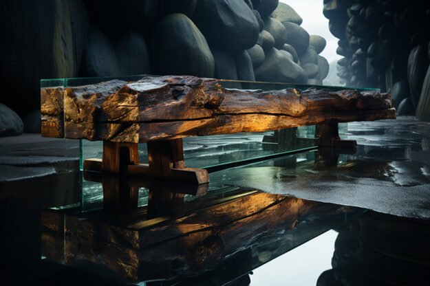 Concrete Wood & Glass River Table: A Masterpiece of Modern Craftsmanship