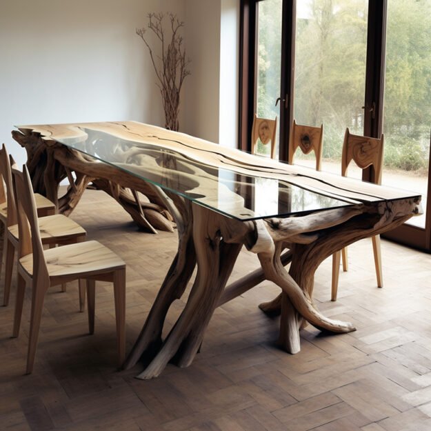 Concrete Wood & Glass River Table: A Timeless Statement Piece