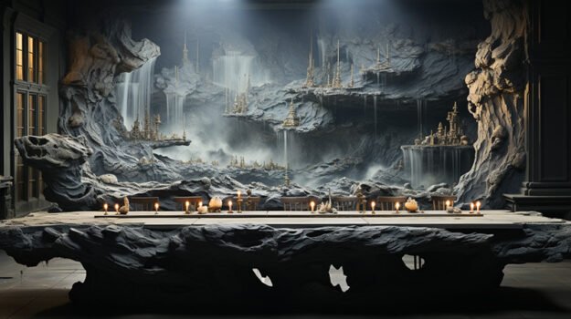 Concrete Wood & Glass River Table: A Masterpiece of Contemporary Design