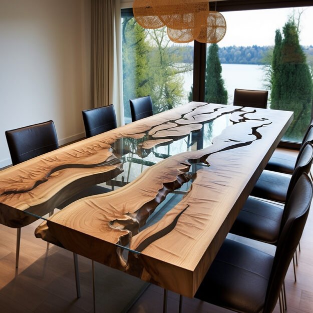 Concrete Wood & Glass River Table: The Epitome of Elegance and Functionality