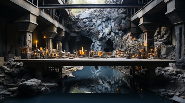 Concrete Wood & Glass River Table