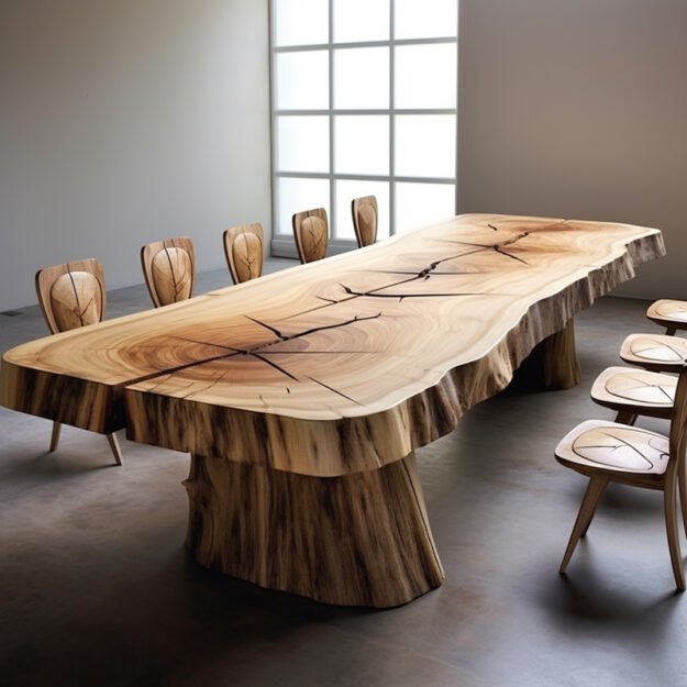 Concrete Wood & Glass River Table: A Stunning Centerpiece for Modern Living