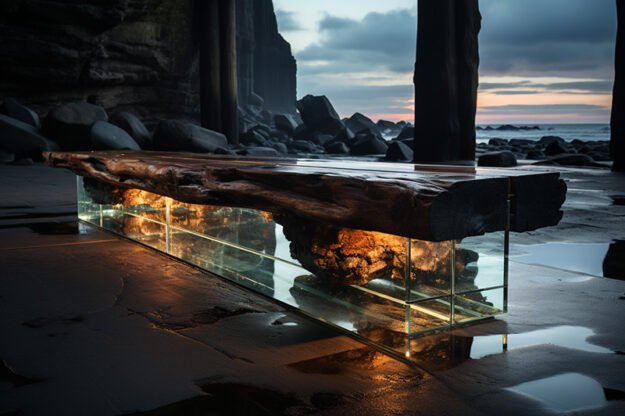 Concrete Wood & Glass River Table: A Stunning Centerpiece for Your Home