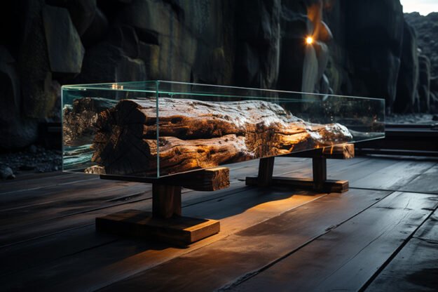 Concrete Wood & Glass River Table: Elevate Your Space