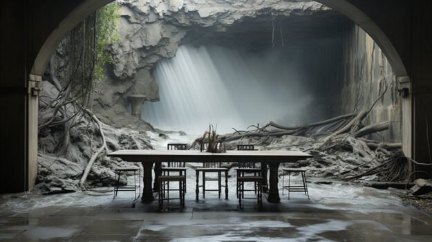 Concrete Wood & Glass River Table: The Apex of Modern Design