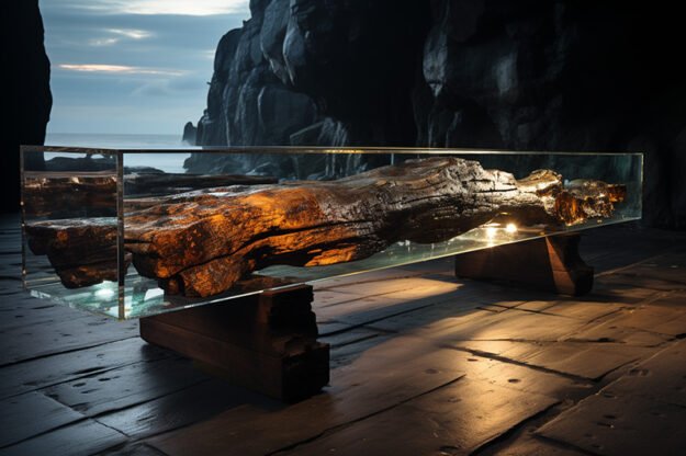 Concrete Wood & Glass River Table
