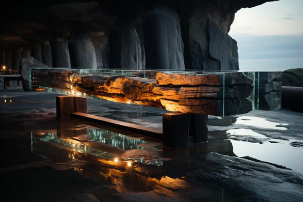 Concrete Wood & Glass River Table: A Timeless Masterpiece