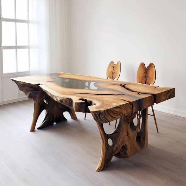 Concrete Wood & Glass River Table