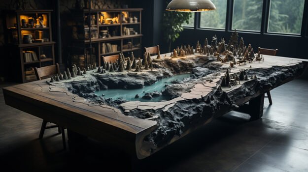 Concrete Wood & Glass River Table: A Masterpiece for Your Home