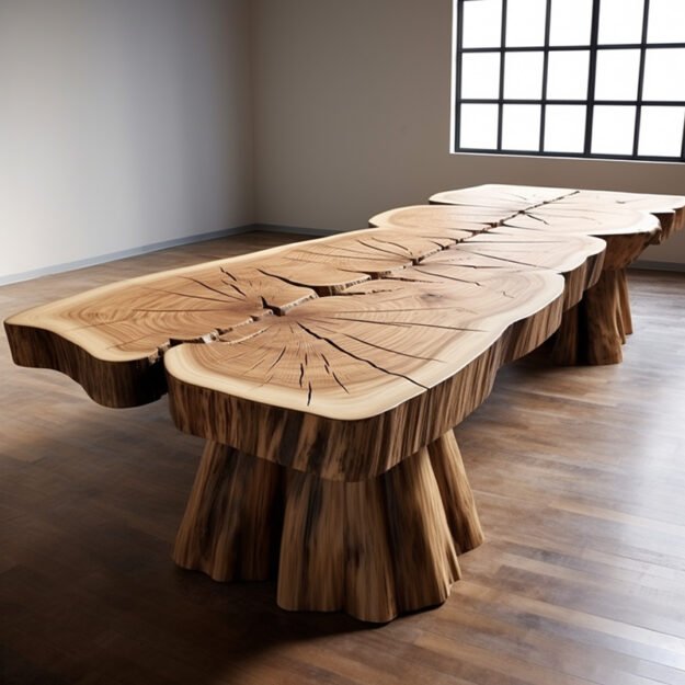 Concrete Wood & Glass River Table: A Seamless Blend of Nature and Elegance