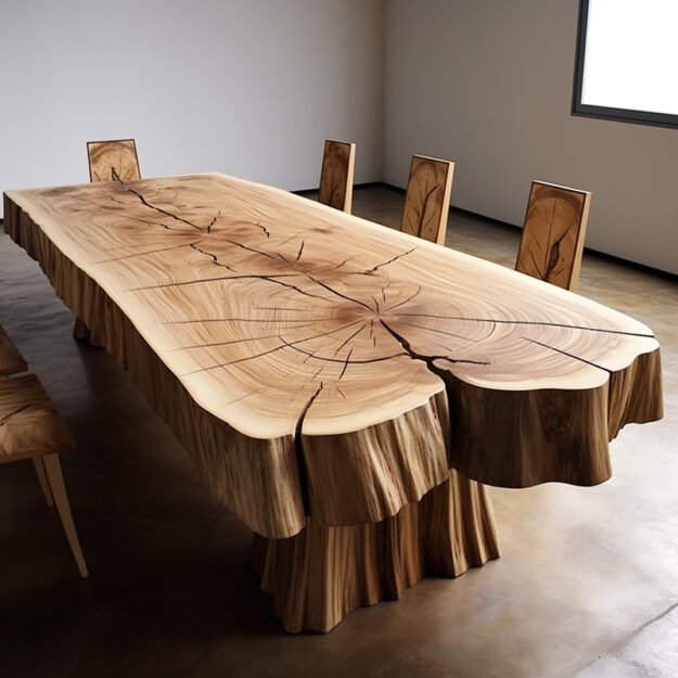 Concrete Wood & Glass River Table: Elevate Your Space
