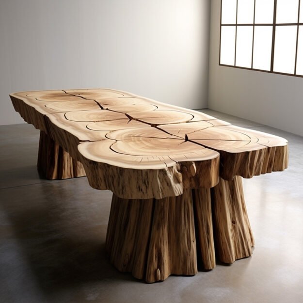 Concrete Wood & Glass River Table: Elevate Your Space