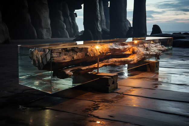 Concrete Wood & Glass River Table: The Ultimate Statement Piece for Your Home