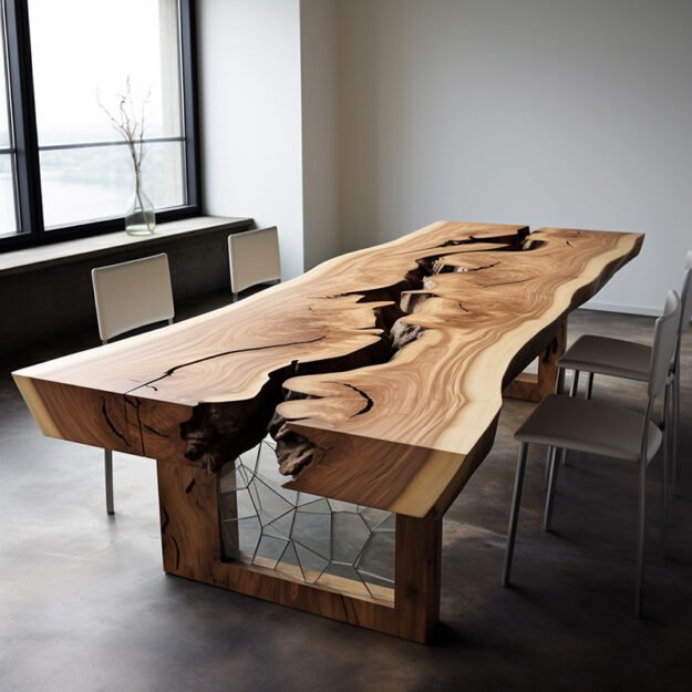 Concrete Wood & Glass River Table: A Masterpiece for Your Home