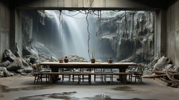Captivating Concrete Wood & Glass River Table