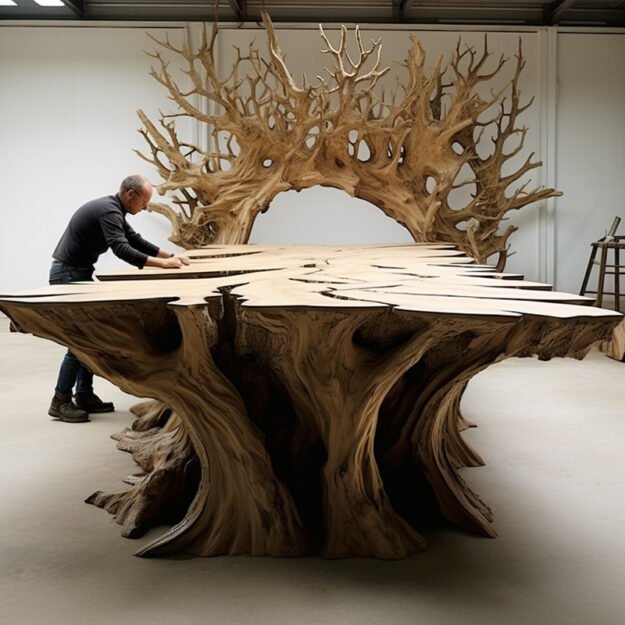 Concrete Wood & Glass River Table: A Statement of Elegance