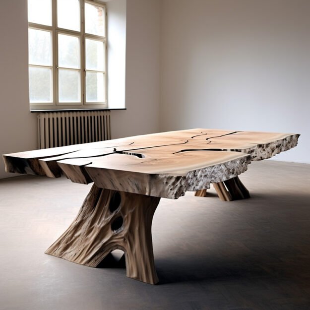 Concrete Wood & Glass River Table: A Statement of Elegance and Craftsmanship