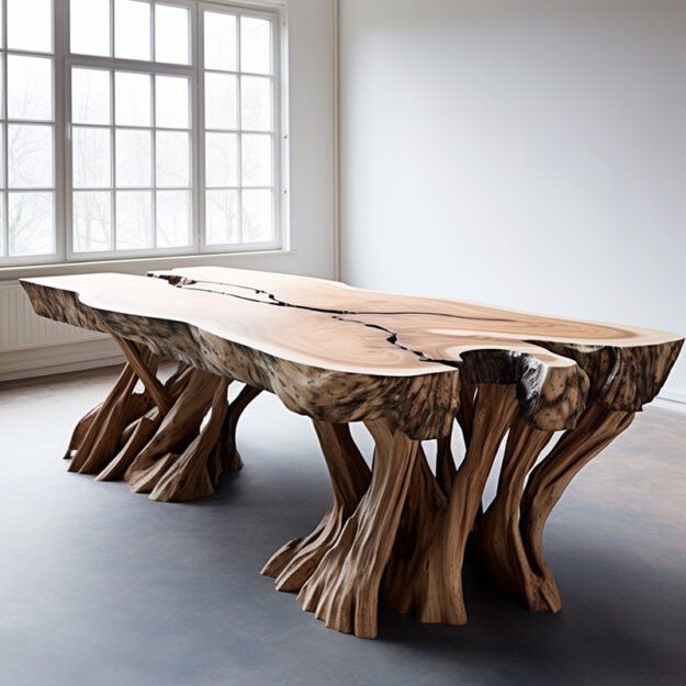 Concrete Wood & Glass River Table: A Masterpiece of Artistry and Functionality
