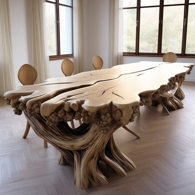 Concrete Wood & Glass River Table: The Perfect Fusion of Art and Functionality