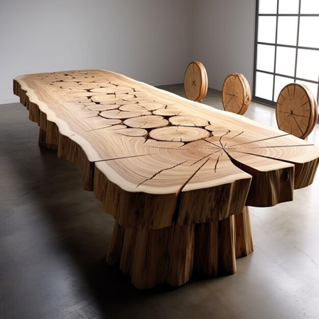 Concrete Wood & Glass River Table: Elevate Your Space with Timeless Elegance