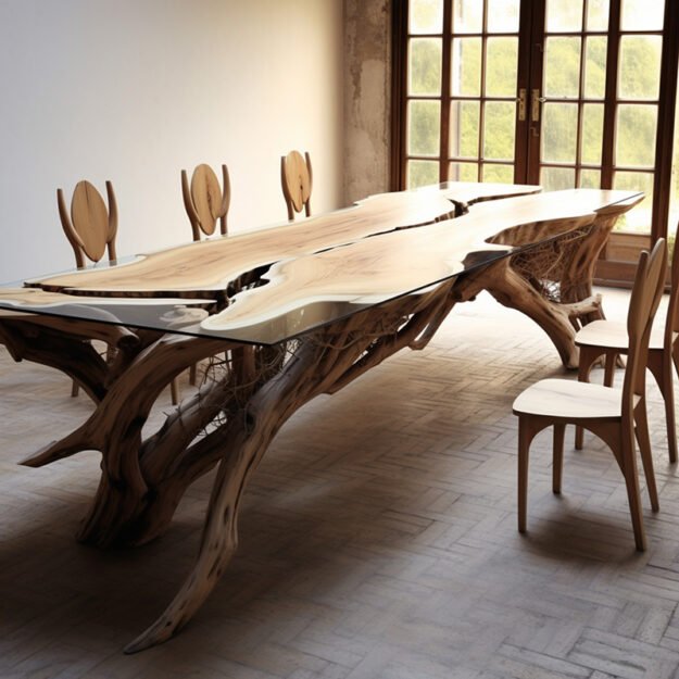 Concrete Wood & Glass River Table
