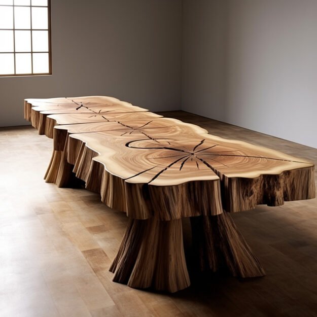 Concrete Wood & Glass River Table: Elevate Your Space with Timeless Elegance