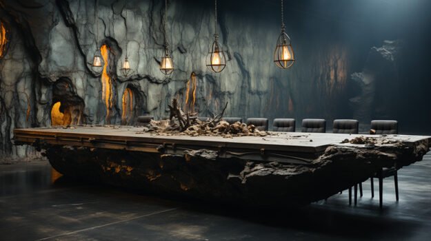 Concrete Wood & Glass River Table