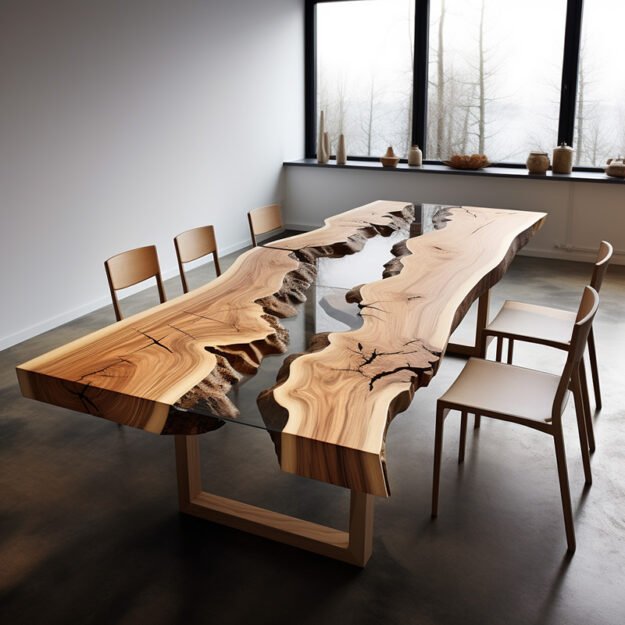 Stunning Concrete Wood & Glass River Table Design
