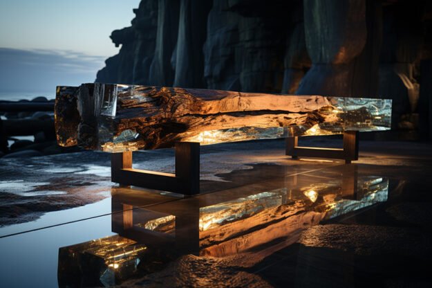 Concrete Wood & Glass River Table: A Masterpiece of Modern Craftsmanship