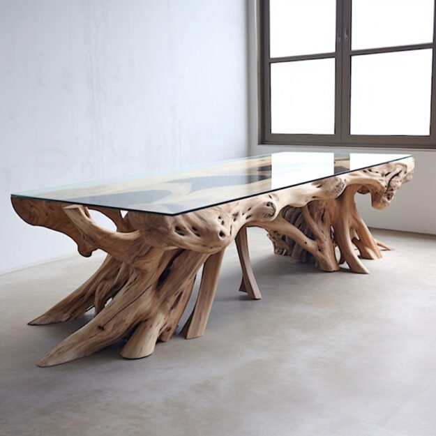 Concrete Wood & Glass River Table: A Statement Piece for Your Home
