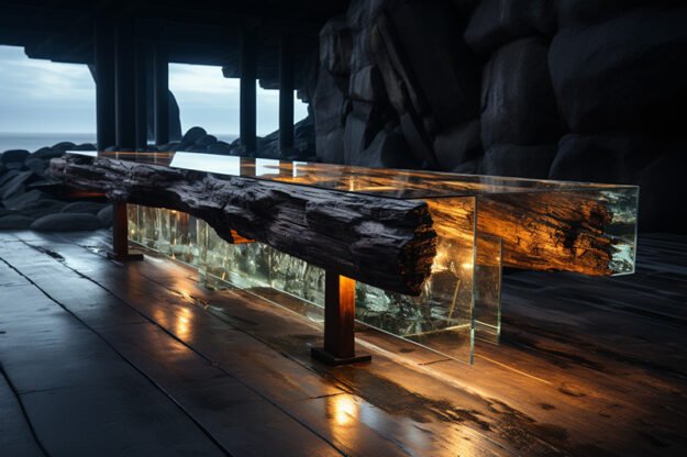 Concrete Wood & Glass River Table: The Epitome of Elegance