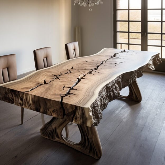 Concrete Wood & Glass River Table: A Luxurious Centerpiece for Your Home