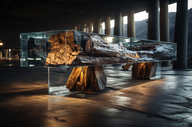 Concrete Wood & Glass River Table: Elevate Your Space